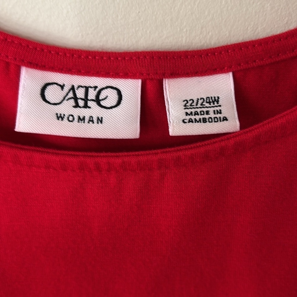 Cato Woman Red Tank Top With Ruffles In Front & Back Size 22/24 - Picture 2 of 10